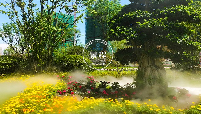 戶外景觀噴霧系統 夏日戶外景觀噴霧降溫,智能噴霧造景
