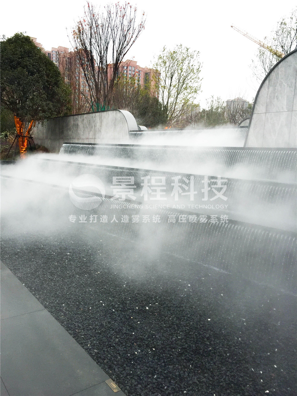 小區水景噴霧景觀 噴霧造景,水簾,人造霧